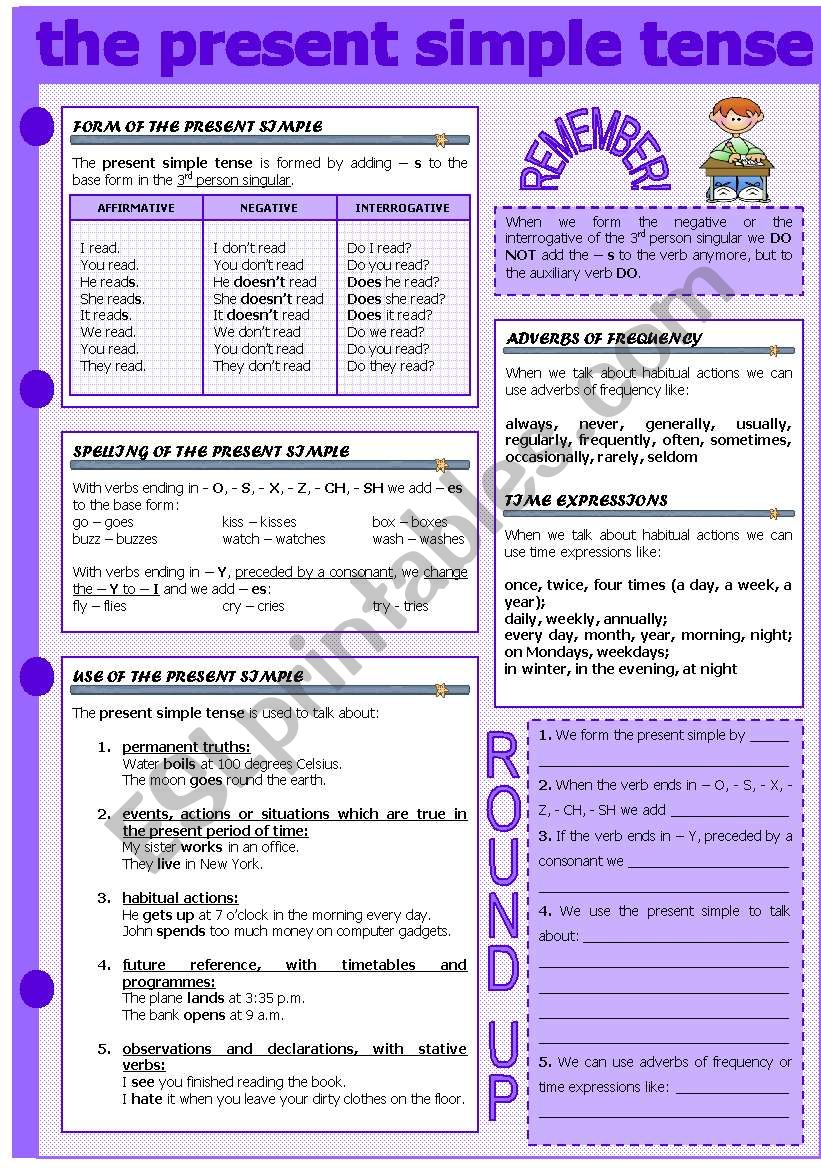 THE PRESENT SIMPLE TENSE worksheet