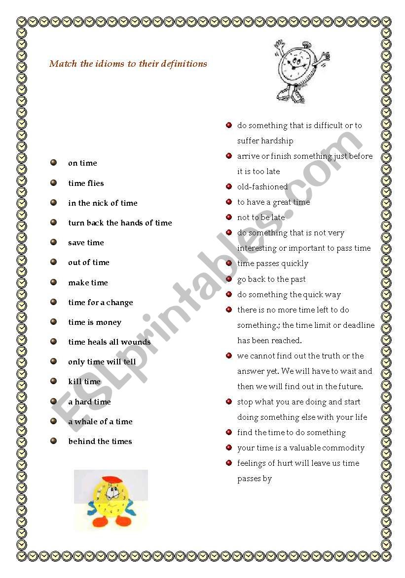 Time idioms worksheet