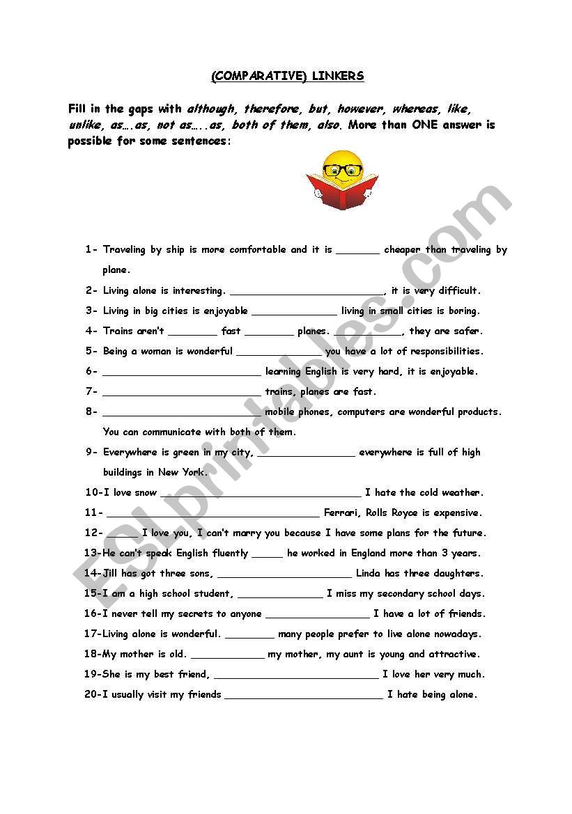 COMPARATIVE LINKERS worksheet