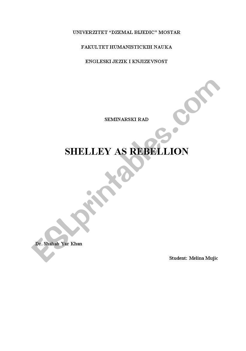 shelley as rebellion worksheet