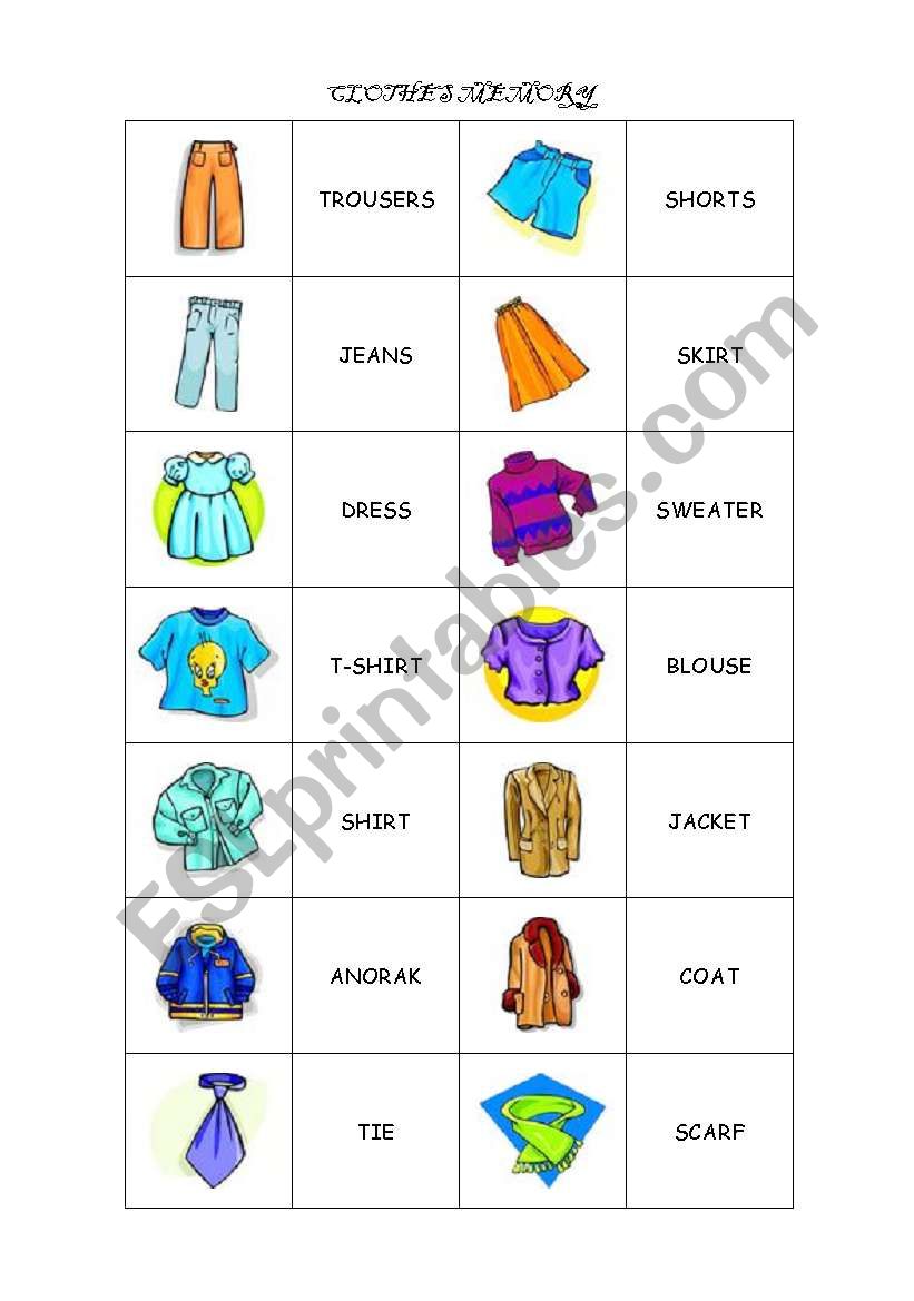 CLOTHES DOMINO - ESL worksheet by cristinacarre