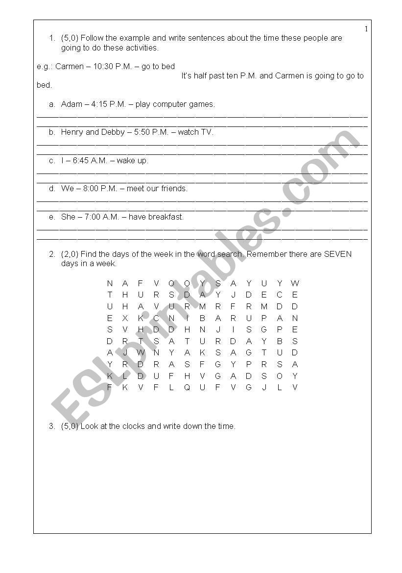 TEST worksheet