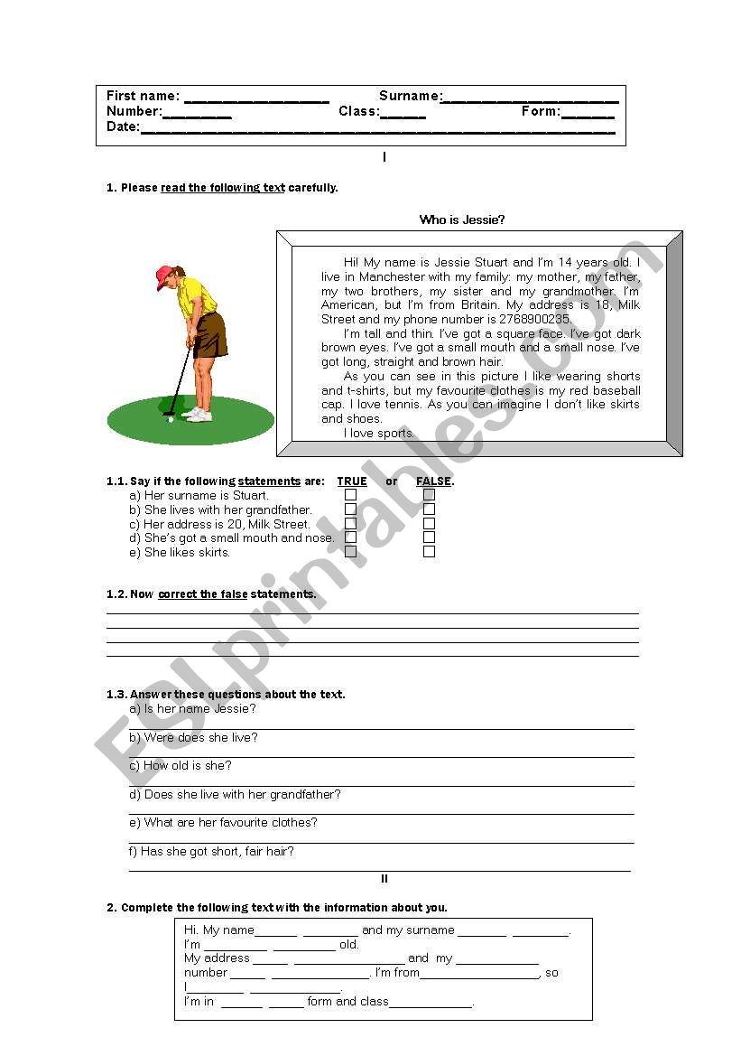  Text Compreension  worksheet