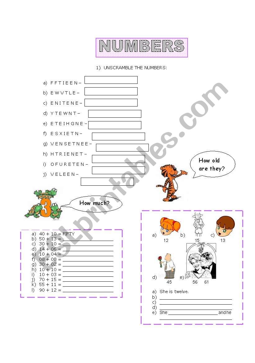 NUMBERS worksheet