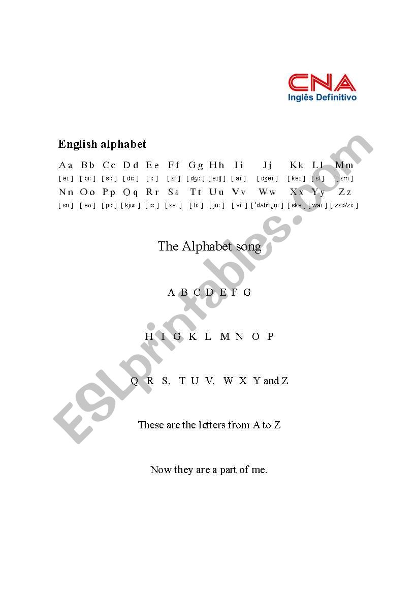 The alphabet song worksheet