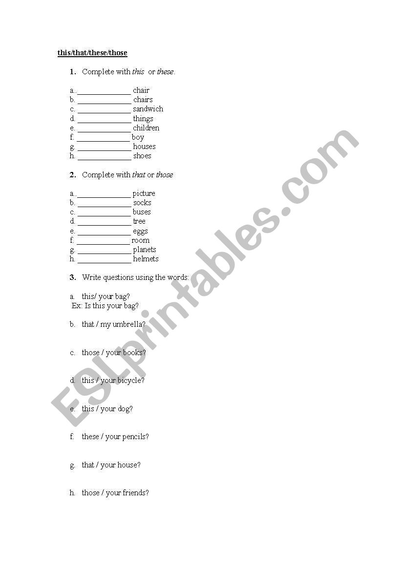 This and That worksheet