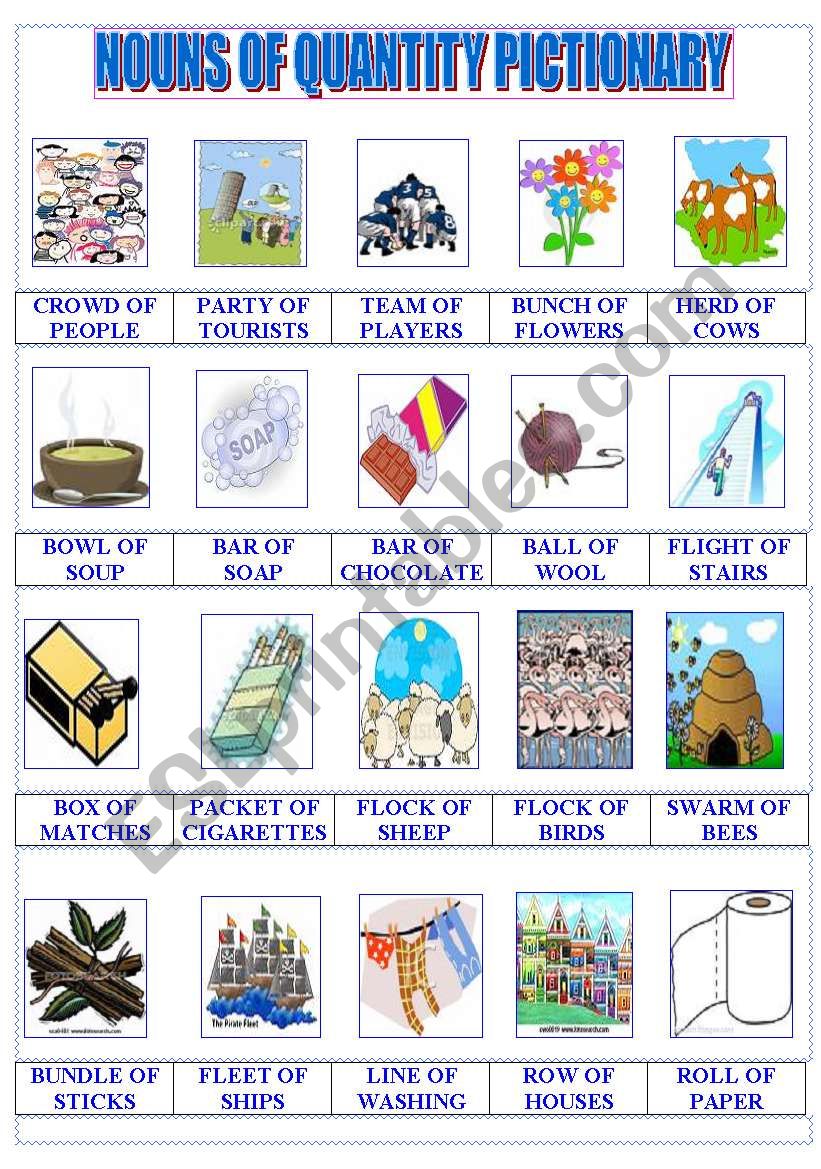 Nouns of Quantity Pictionary worksheet