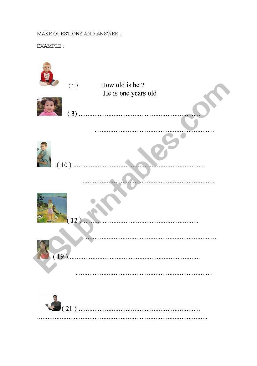 How old are you ? worksheet