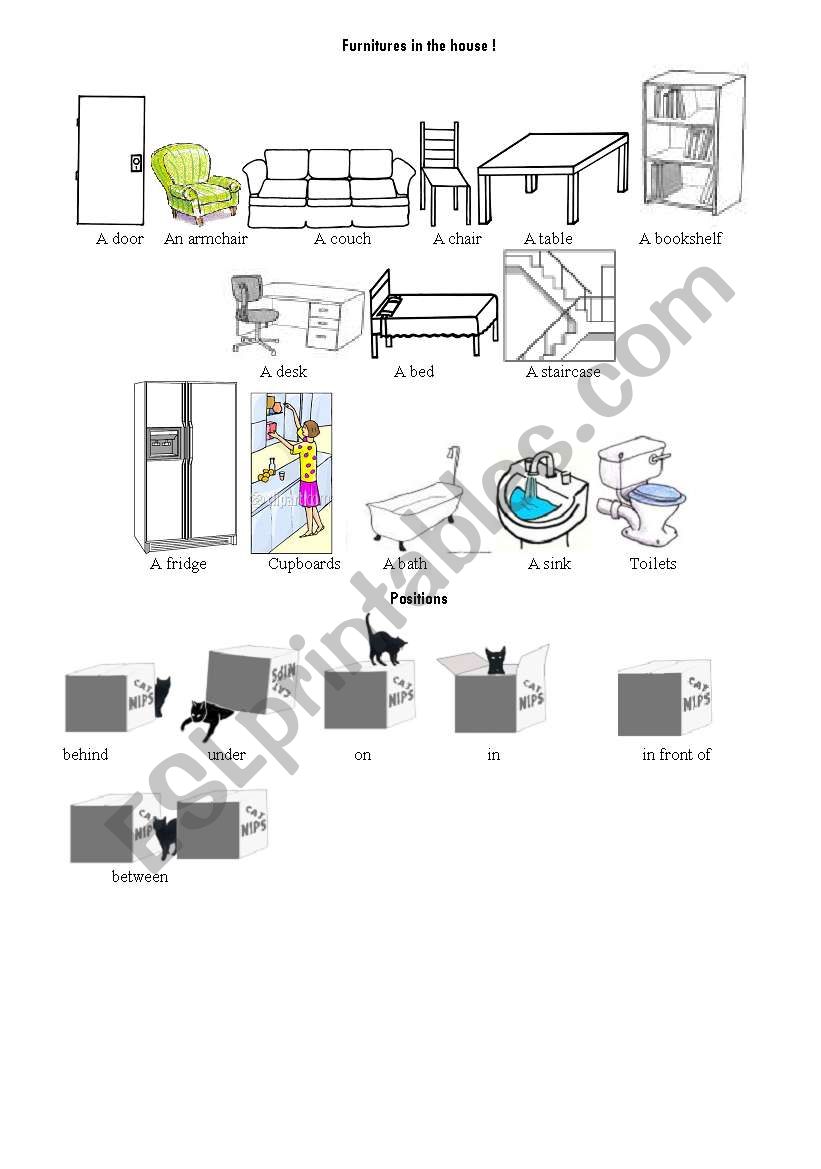 vocabulary: furnitures and positions