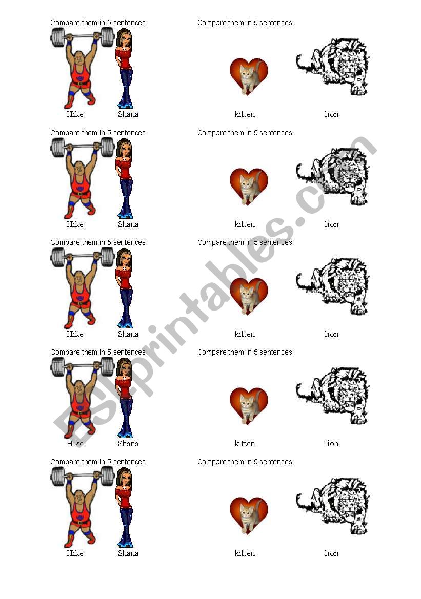 comaratives worksheet