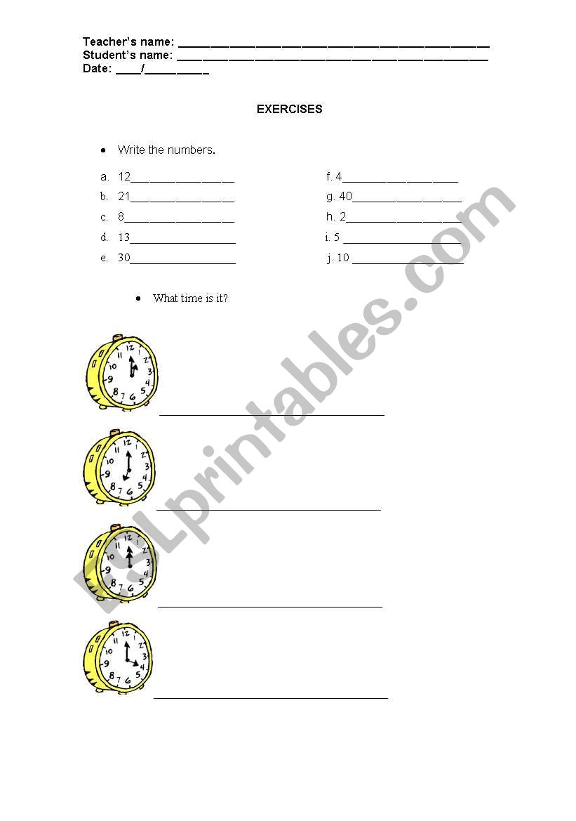 What time is it? worksheet