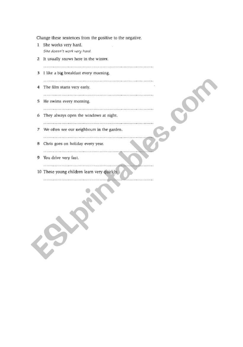 Present simple worksheet