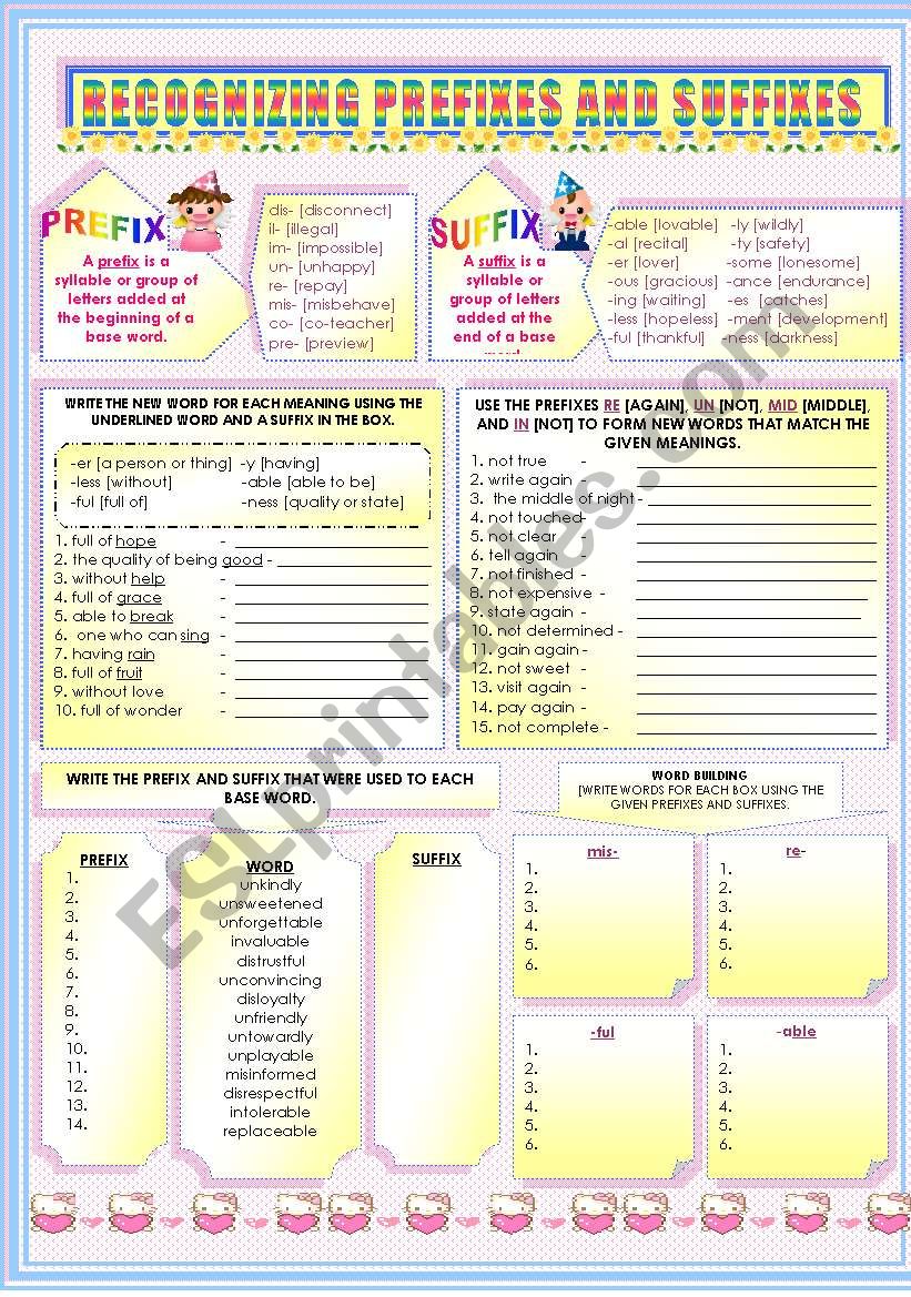 RECOGNIZING PREFIXES AND SUFFIXES