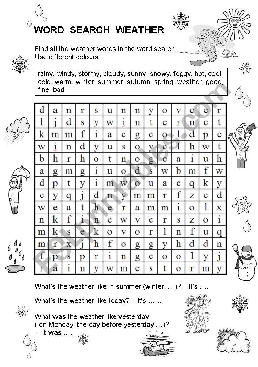 Word Search Weather worksheet