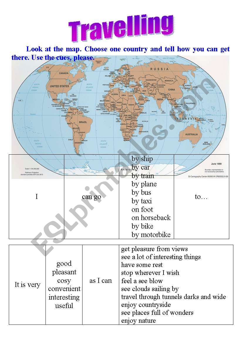 Travelling worksheet