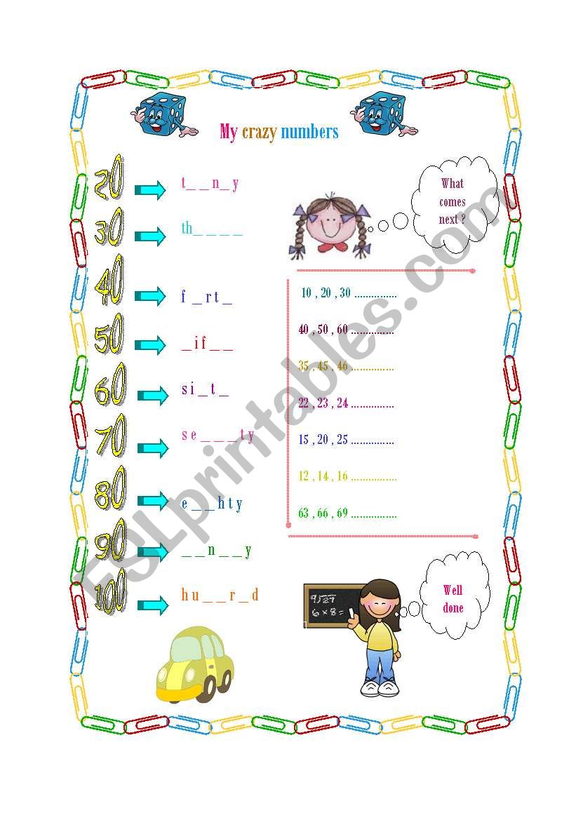 MY CRAZY NUMBERS worksheet