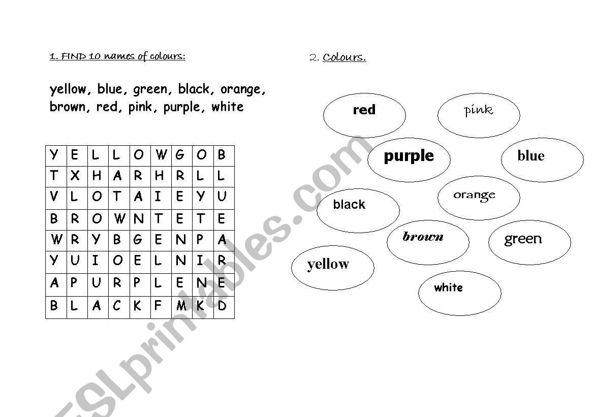 COLOURS worksheet