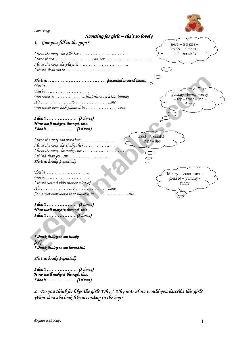 an English song worksheet