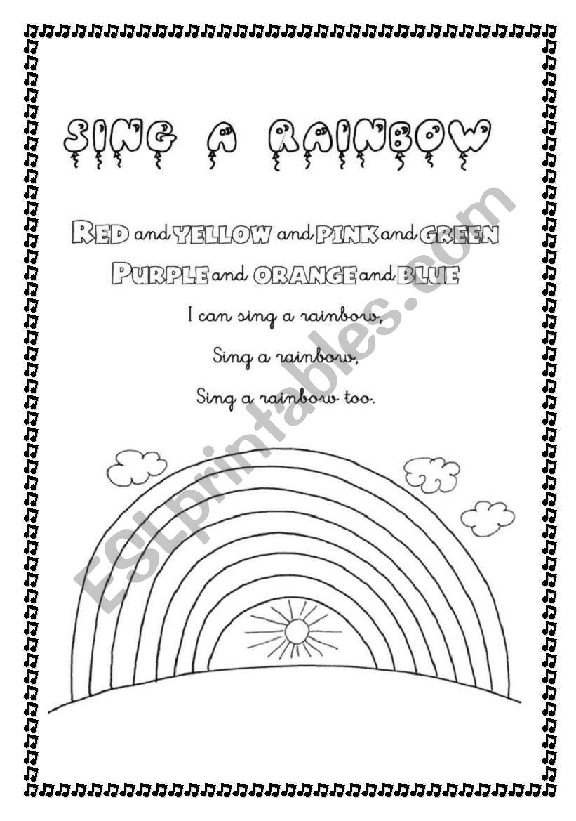 Sing a rainbow worksheet