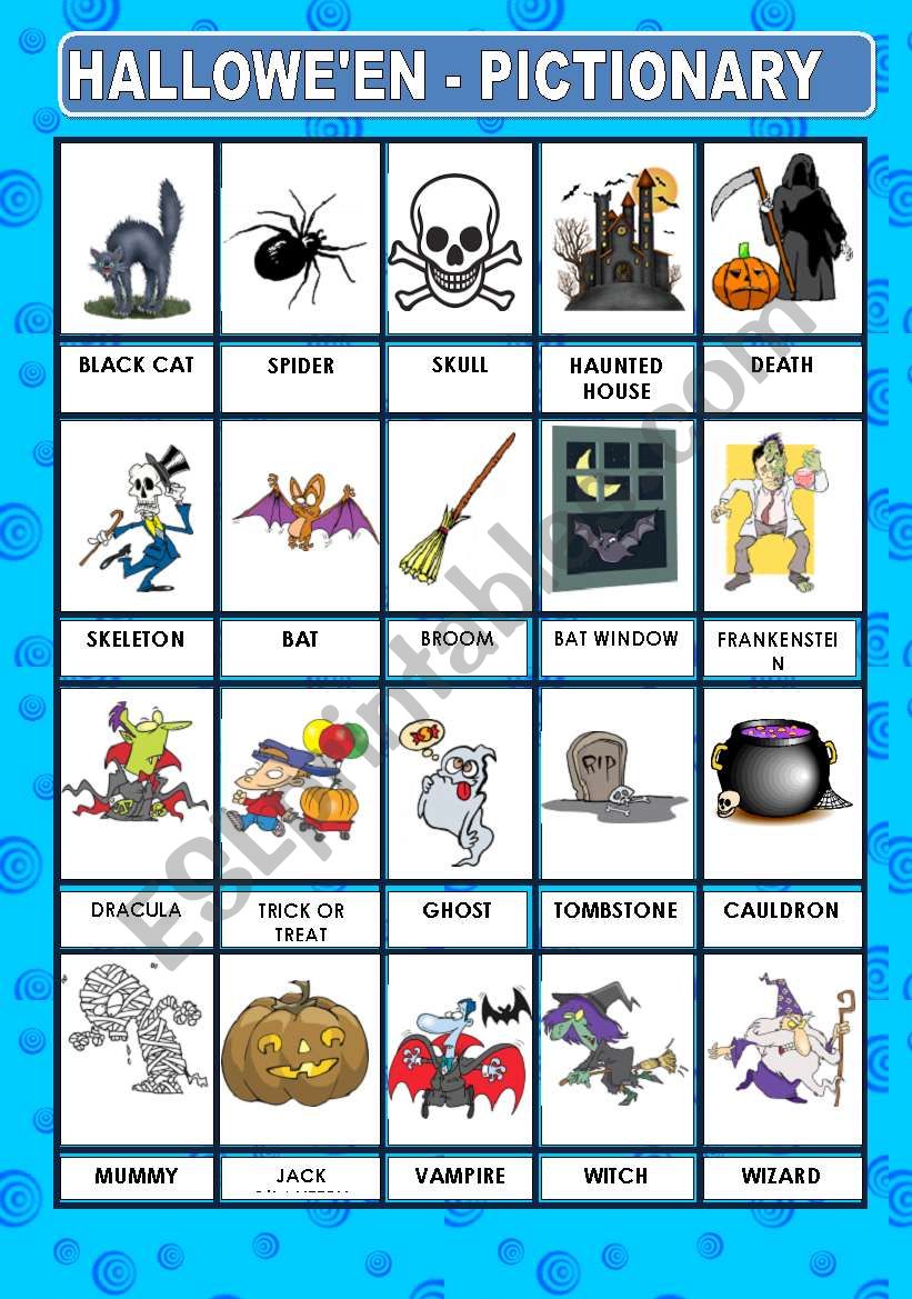HALLOWEÂ´EN PICTIONARY - ESL worksheet by princesss