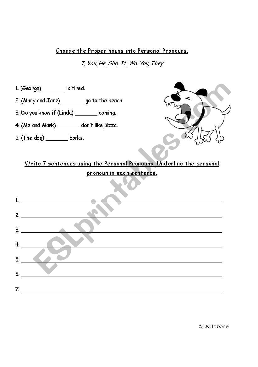 Pronouns in Context worksheet
