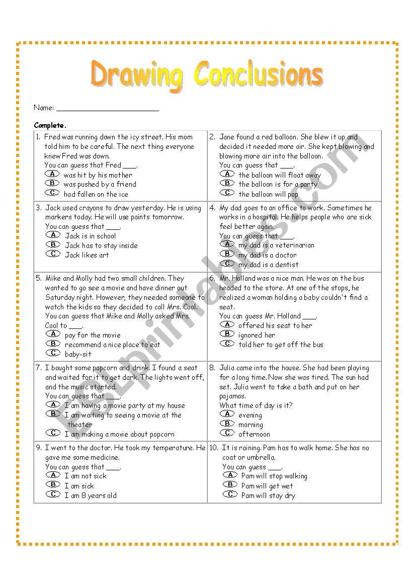 Drawing Conclusions worksheet