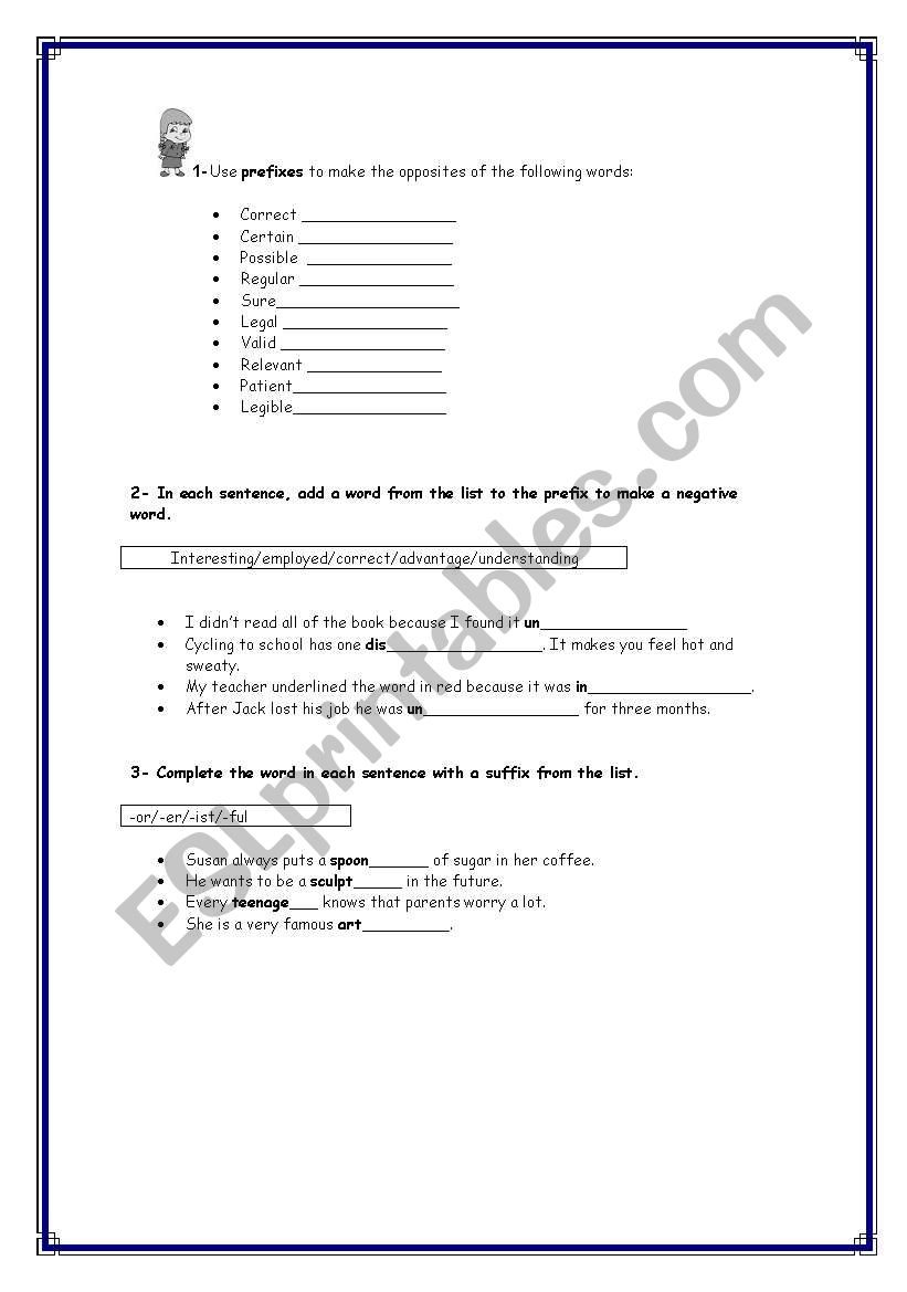 word formation worksheet