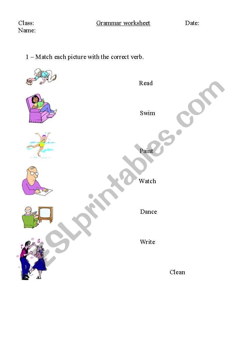 verbs  worksheet