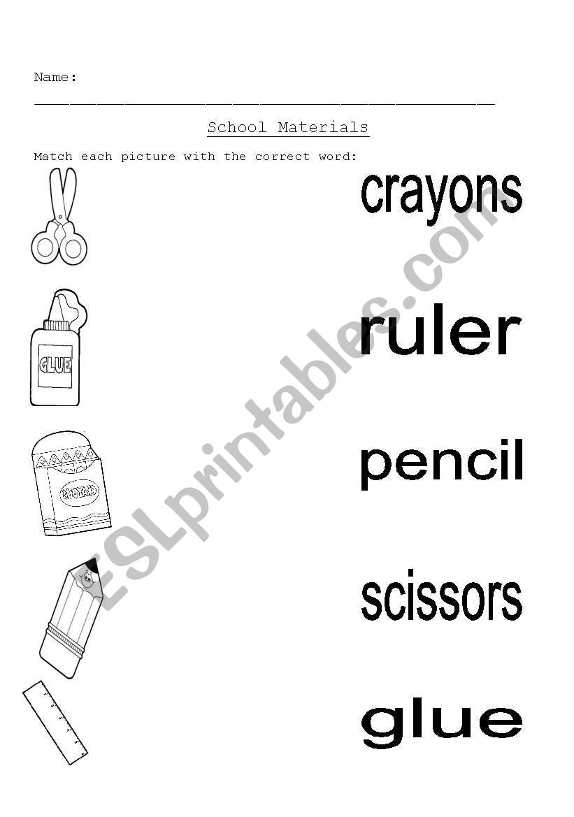 SCHOOL MATERIALS worksheet