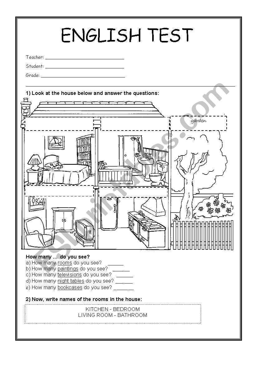 English test worksheet