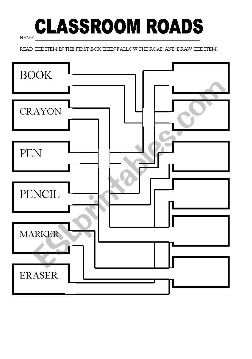 CLASSROOM ROADS worksheet