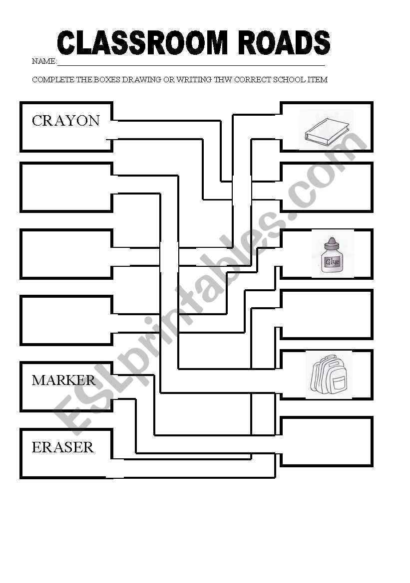 CLASSROOM ROADS worksheet