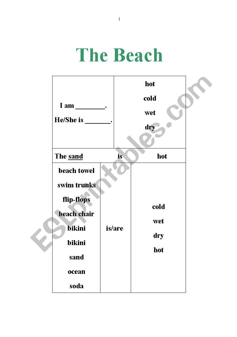 The Beach worksheet