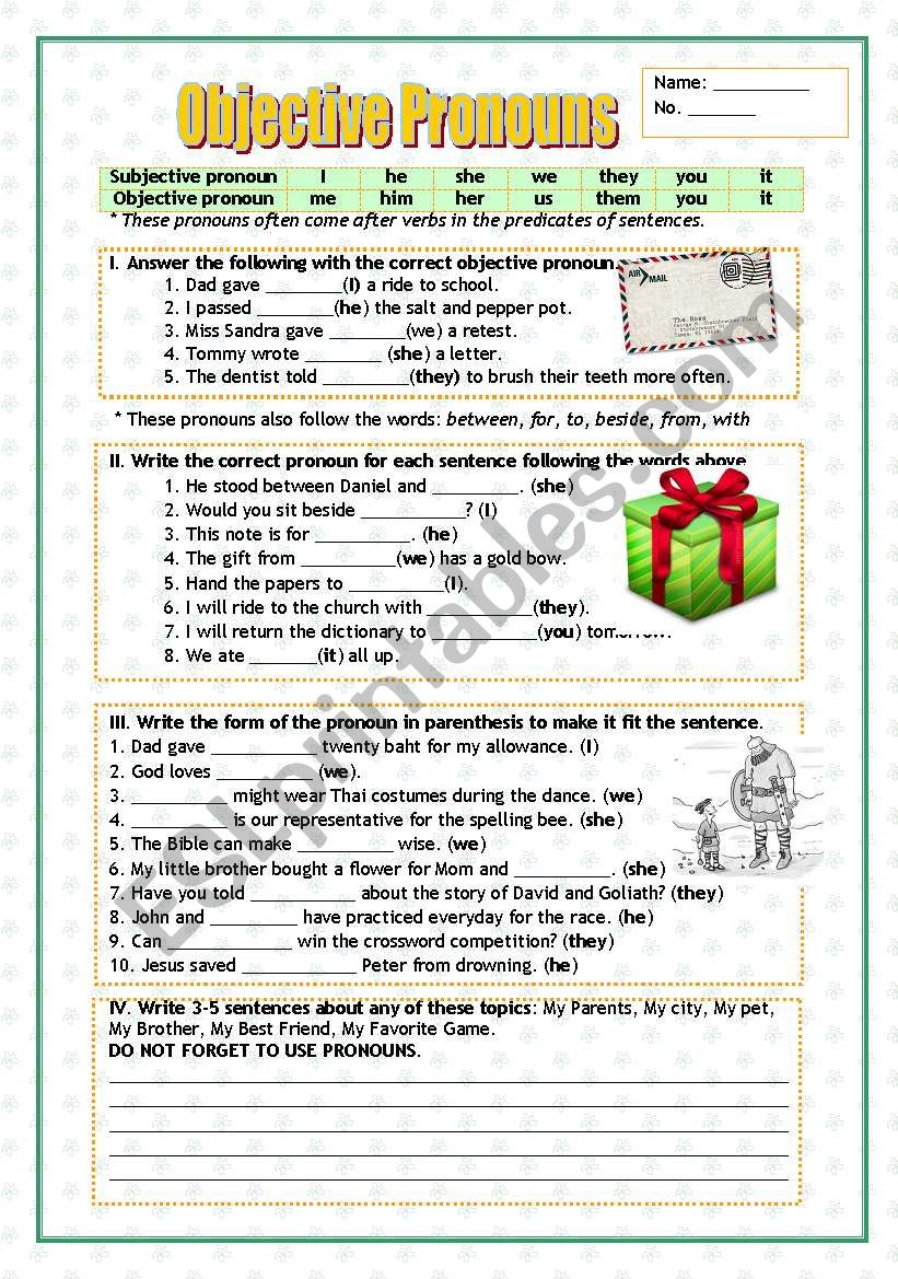 Objective Pronouns worksheet