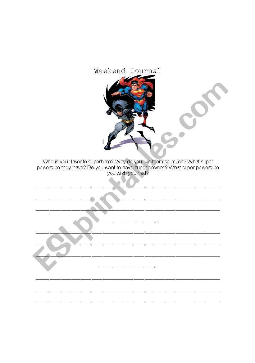 Super Heroes worksheet