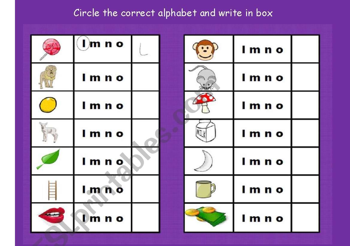 circle the correct alphabet worksheet