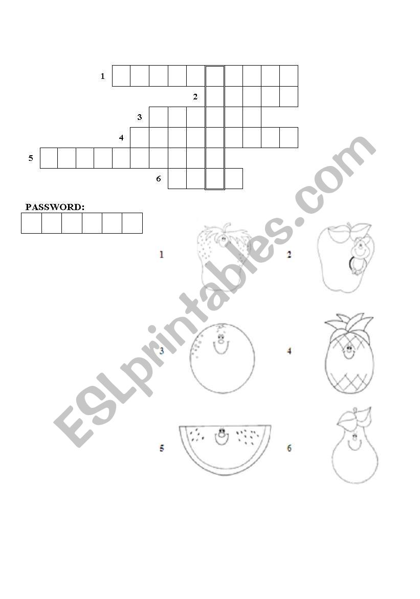 fruit- crossword worksheet