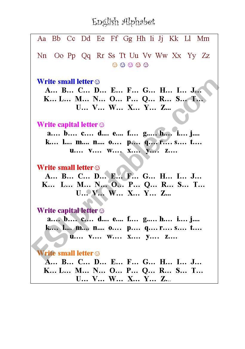 English Alphabet worksheet