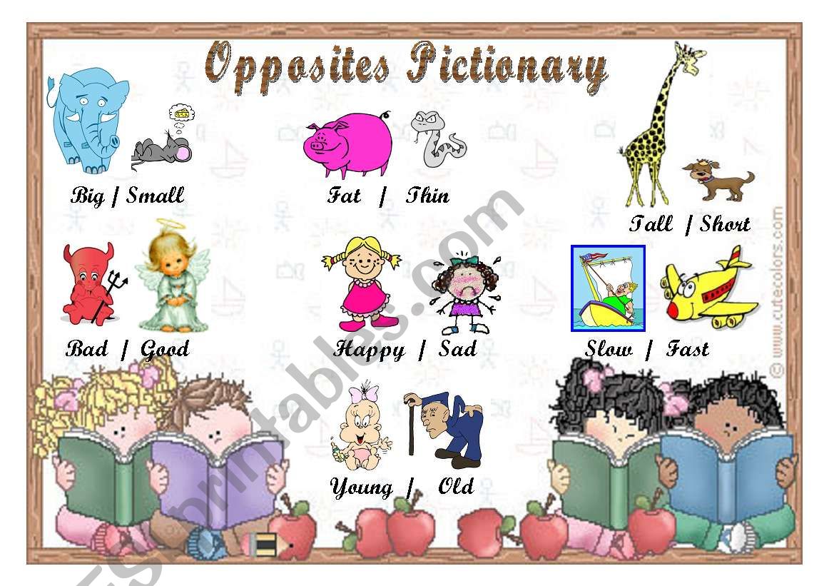 Opposites Pictionary worksheet