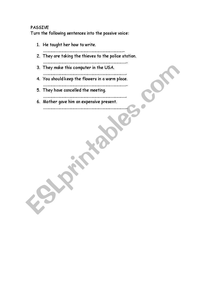 Passive Voice ex. worksheet