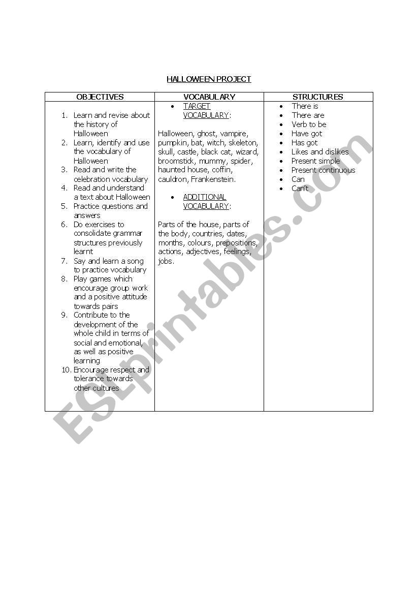 Halloween worksheet