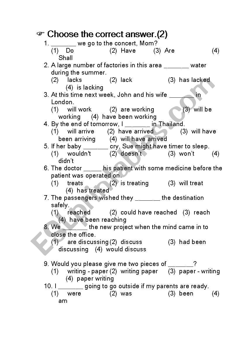 grammar test_3 worksheet