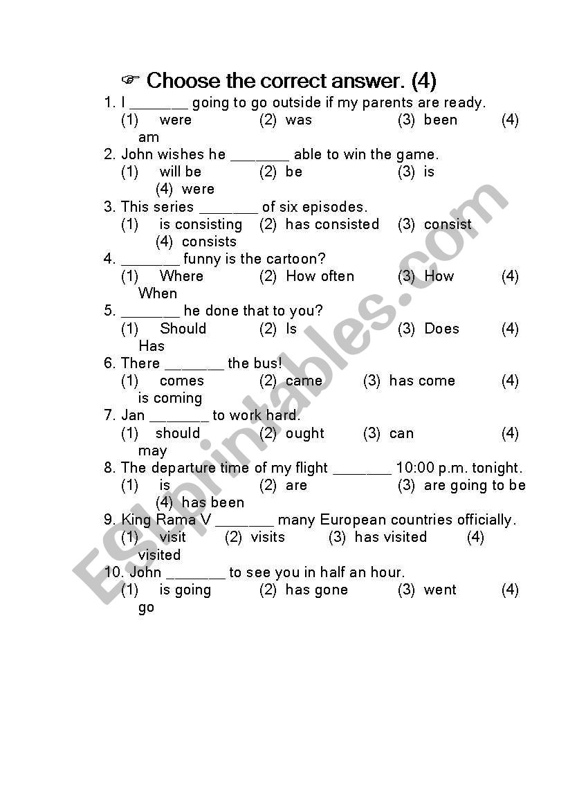grammar test 4 worksheet