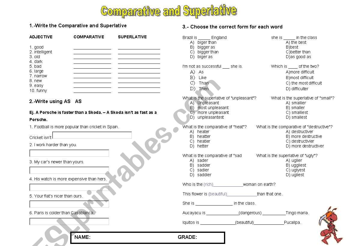 exercises comparatives and superlatives