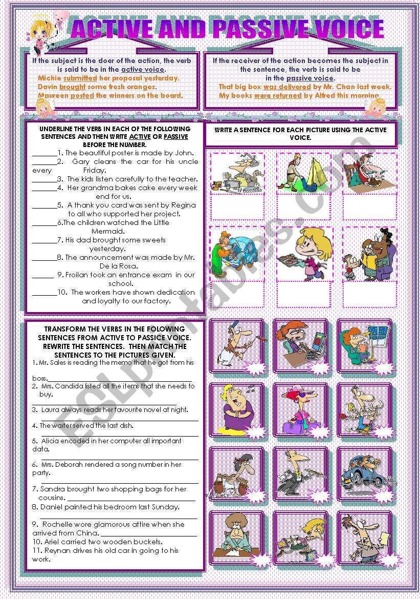 ACTIVE AND PASSIVE VOICE worksheet