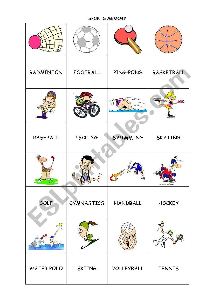 SPORTS MEMORY worksheet