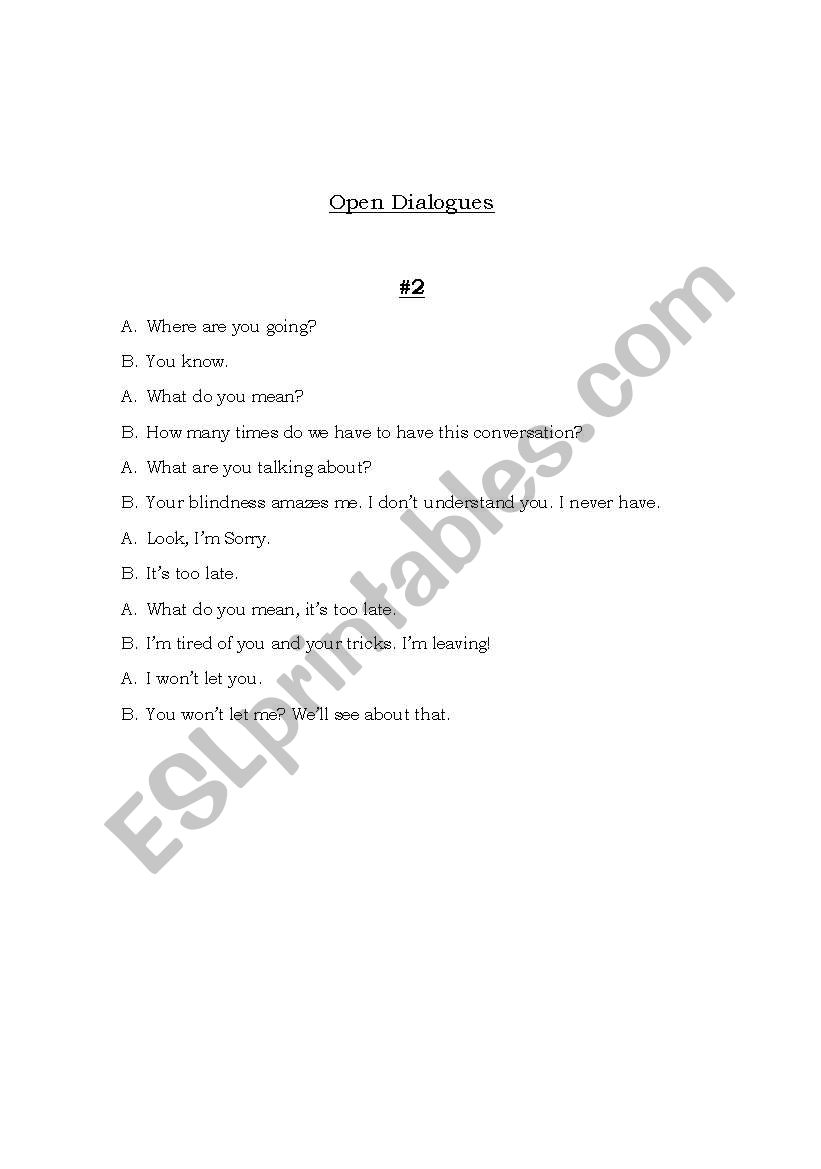 Open Dialogue worksheet