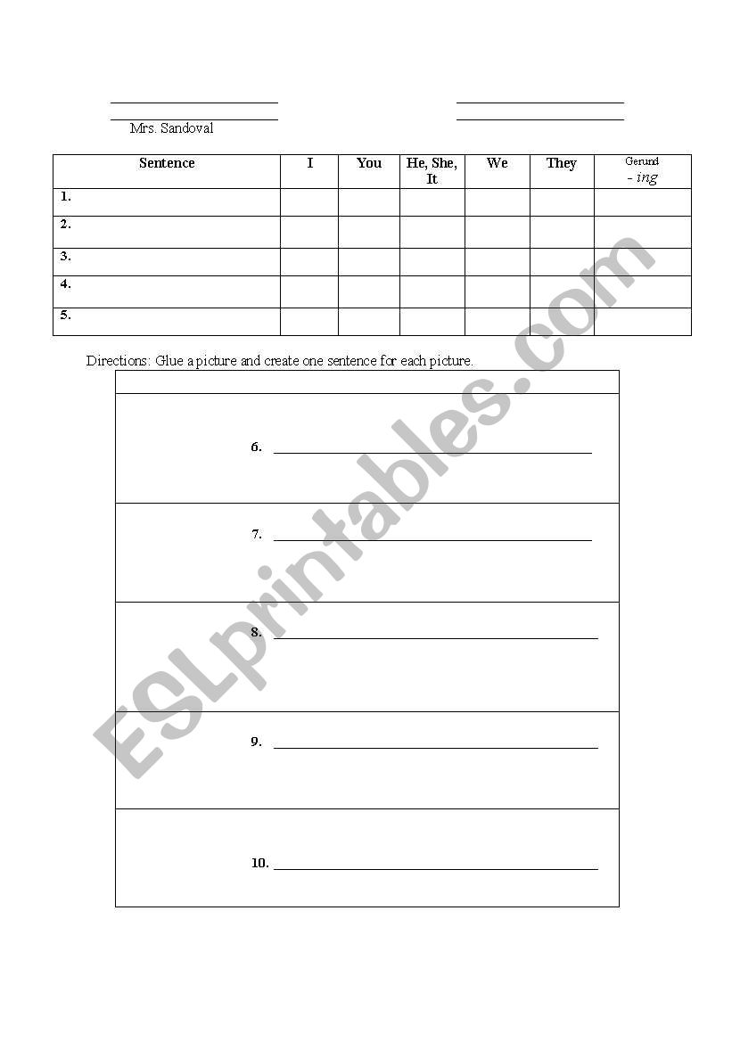 Creating Sentences Worksheet worksheet