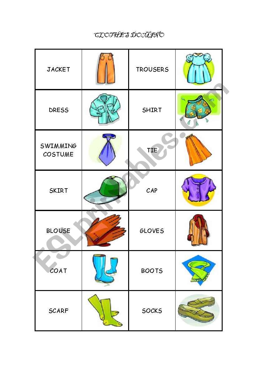 CLOTHES MEMORY - ESL worksheet by cristinacarre