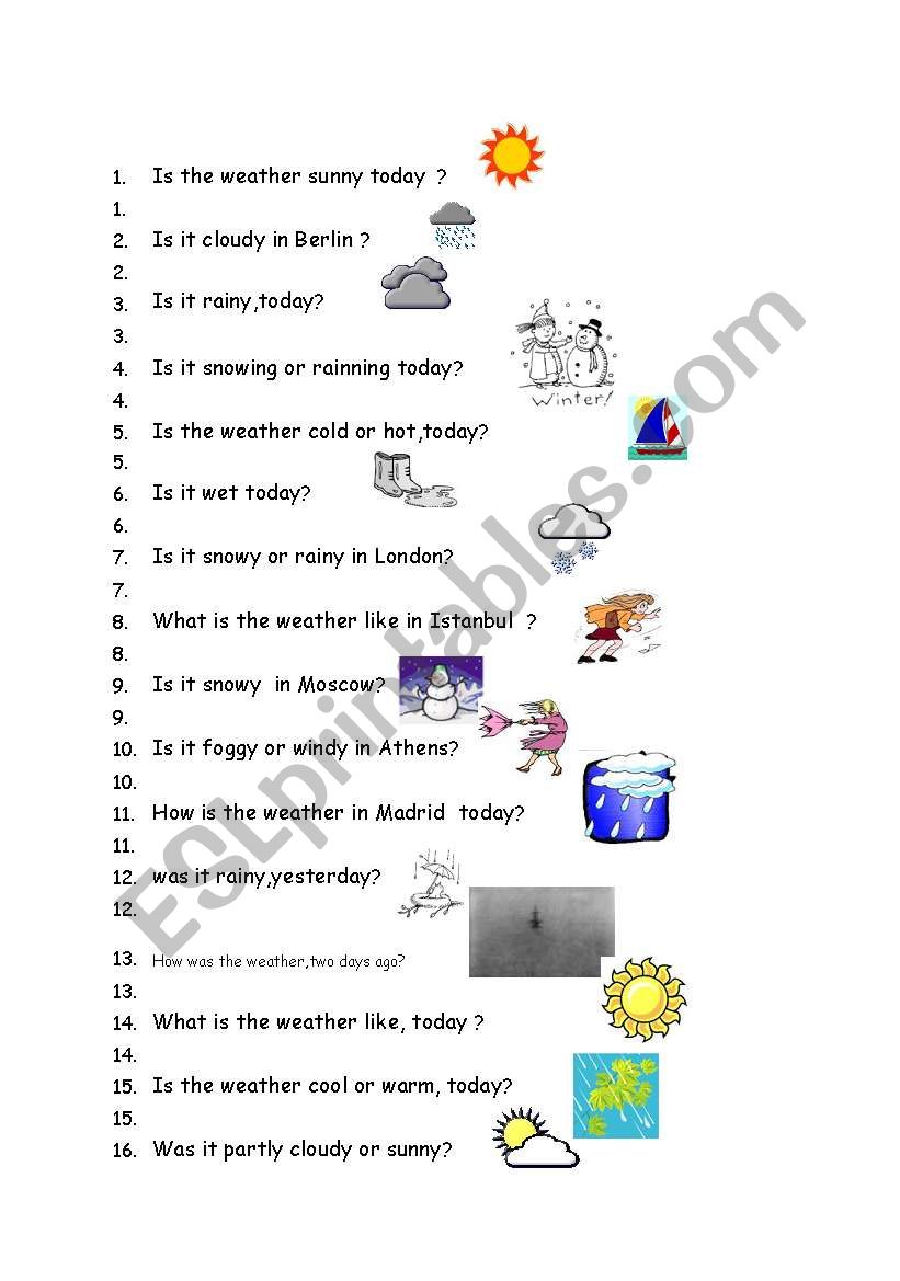 What is the weather like ? worksheet